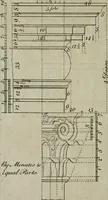 An illustration from The builder's director, or bench-mate : being a pocket-treasury of the Grecian, Roman and Gothic orders of architecture ... : wherein the orders of Andrea Palladio are truly laid down, free from erroneous measures ... (1751)