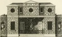 An illustration from The builder's magazine, or, A universal dictionary for architects, carpenters, masons, bricklayers, &c. as well as for every gentleman who would wish to be a competent judge of the elegant and necessary art of building : consisting of designs in architecture ... : together with the plans and sections serving as an unerring assistant in the construction of any building, from a palace to a cottage ... (1800)