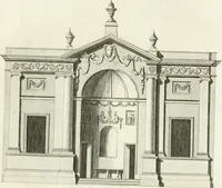 An illustration from The builder's magazine, or, A universal dictionary for architects, carpenters, masons, bricklayers, &c. as well as for every gentleman who would wish to be a competent judge of the elegant and necessary art of building : consisting of designs in architecture ... : together with the plans and sections serving as an unerring assistant in the construction of any building, from a palace to a cottage ... (1800)