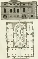 An illustration from The builder's magazine, or, A universal dictionary for architects, carpenters, masons, bricklayers, &c. as well as for every gentleman who would wish to be a competent judge of the elegant and necessary art of building : consisting of designs in architecture ... : together with the plans and sections serving as an unerring assistant in the construction of any building, from a palace to a cottage ... (1800)