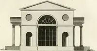 An illustration from The builder's magazine, or, A universal dictionary for architects, carpenters, masons, bricklayers, &c. as well as for every gentleman who would wish to be a competent judge of the elegant and necessary art of building : consisting of designs in architecture ... : together with the plans and sections serving as an unerring assistant in the construction of any building, from a palace to a cottage ... (1800)