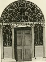 An illustration from The builder's magazine, or, A universal dictionary for architects, carpenters, masons, bricklayers, &c. as well as for every gentleman who would wish to be a competent judge of the elegant and necessary art of building : consisting of designs in architecture ... : together with the plans and sections serving as an unerring assistant in the construction of any building, from a palace to a cottage ... (1800)
