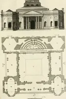 An illustration from The builder's magazine, or, A universal dictionary for architects, carpenters, masons, bricklayers, &c. as well as for every gentleman who would wish to be a competent judge of the elegant and necessary art of building : consisting of designs in architecture ... : together with the plans and sections serving as an unerring assistant in the construction of any building, from a palace to a cottage ... (1800)