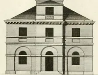 An illustration from The builder's magazine, or, A universal dictionary for architects, carpenters, masons, bricklayers, &c. as well as for every gentleman who would wish to be a competent judge of the elegant and necessary art of building : consisting of designs in architecture ... : together with the plans and sections serving as an unerring assistant in the construction of any building, from a palace to a cottage ... (1800)