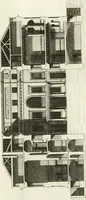 An illustration from The builder's magazine, or, A universal dictionary for architects, carpenters, masons, bricklayers, &c. as well as for every gentleman who would wish to be a competent judge of the elegant and necessary art of building : consisting of designs in architecture ... : together with the plans and sections serving as an unerring assistant in the construction of any building, from a palace to a cottage ... (1800)