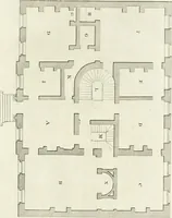 An illustration from The builder's magazine, or, A universal dictionary for architects, carpenters, masons, bricklayers, &c. as well as for every gentleman who would wish to be a competent judge of the elegant and necessary art of building : consisting of designs in architecture ... : together with the plans and sections serving as an unerring assistant in the construction of any building, from a palace to a cottage ... (1800)