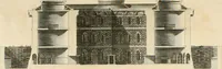 An illustration from The builder's magazine, or, A universal dictionary for architects, carpenters, masons, bricklayers, &c. as well as for every gentleman who would wish to be a competent judge of the elegant and necessary art of building : consisting of designs in architecture ... : together with the plans and sections serving as an unerring assistant in the construction of any building, from a palace to a cottage ... (1800)