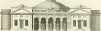 An illustration from The builder's magazine, or, A universal dictionary for architects, carpenters, masons, bricklayers, &c. as well as for every gentleman who would wish to be a competent judge of the elegant and necessary art of building : consisting of designs in architecture ... : together with the plans and sections serving as an unerring assistant in the construction of any building, from a palace to a cottage ... (1800)