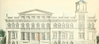 An illustration from The builder's practical director; or, Buildings for all classes, containing plans, sections and elevations for the erection of cottages, villas, farm buildings, dispensaries, public schools, &c., with detailed estimates, quantities, prices, &c. .. (1855)