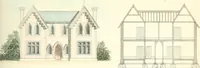 An illustration from The builder's practical director; or, Buildings for all classes, containing plans, sections and elevations for the erection of cottages, villas, farm buildings, dispensaries, public schools, &c., with detailed estimates, quantities, prices, &c. .. (1855)