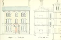 An illustration from The builder's practical director; or, Buildings for all classes, containing plans, sections and elevations for the erection of cottages, villas, farm buildings, dispensaries, public schools, &c., with detailed estimates, quantities, prices, &c. .. (1855)