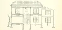 An illustration from The builder's practical director; or, Buildings for all classes, containing plans, sections and elevations for the erection of cottages, villas, farm buildings, dispensaries, public schools, &c., with detailed estimates, quantities, prices, &c. .. (1855)
