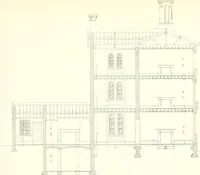 An illustration from The builder's practical director; or, Buildings for all classes, containing plans, sections and elevations for the erection of cottages, villas, farm buildings, dispensaries, public schools, &c., with detailed estimates, quantities, prices, &c. .. (1855)