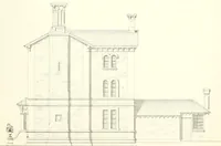 An illustration from The builder's practical director; or, Buildings for all classes, containing plans, sections and elevations for the erection of cottages, villas, farm buildings, dispensaries, public schools, &c., with detailed estimates, quantities, prices, &c. .. (1855)