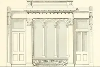An illustration from The builder's practical director; or, Buildings for all classes, containing plans, sections and elevations for the erection of cottages, villas, farm buildings, dispensaries, public schools, &c., with detailed estimates, quantities, prices, &c. .. (1855)