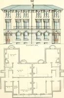 An illustration from The builder's practical director; or, Buildings for all classes, containing plans, sections and elevations for the erection of cottages, villas, farm buildings, dispensaries, public schools, &c., with detailed estimates, quantities, prices, &c. .. (1855)
