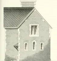 An illustration from The builder's practical director; or, Buildings for all classes, containing plans, sections and elevations for the erection of cottages, villas, farm buildings, dispensaries, public schools, &c., with detailed estimates, quantities, prices, &c. .. (1855)
