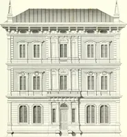 An illustration from The builder's practical director; or, Buildings for all classes, containing plans, sections and elevations for the erection of cottages, villas, farm buildings, dispensaries, public schools, &c., with detailed estimates, quantities, prices, &c. .. (1855)
