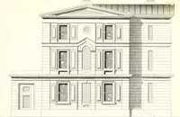 An illustration from The builder's practical director; or, Buildings for all classes, containing plans, sections and elevations for the erection of cottages, villas, farm buildings, dispensaries, public schools, &c., with detailed estimates, quantities, prices, &c. .. (1855)