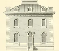 An illustration from The builder's practical director; or, Buildings for all classes, containing plans, sections and elevations for the erection of cottages, villas, farm buildings, dispensaries, public schools, &c., with detailed estimates, quantities, prices, &c. .. (1855)