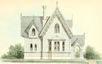 An illustration from The builder's practical director; or, Buildings for all classes, containing plans, sections and elevations for the erection of cottages, villas, farm buildings, dispensaries, public schools, &c., with detailed estimates, quantities, prices, &c. .. (1855)
