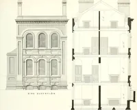 An illustration from The builder's practical director; or, Buildings for all classes, containing plans, sections and elevations for the erection of cottages, villas, farm buildings, dispensaries, public schools, &c., with detailed estimates, quantities, prices, &c. .. (1855)
