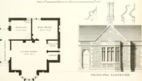 An illustration from The builder's practical director; or, Buildings for all classes, containing plans, sections and elevations for the erection of cottages, villas, farm buildings, dispensaries, public schools, &c., with detailed estimates, quantities, prices, &c. .. (1855)