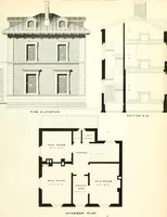 An illustration from The builder's practical director; or, Buildings for all classes, containing plans, sections and elevations for the erection of cottages, villas, farm buildings, dispensaries, public schools, &c., with detailed estimates, quantities, prices, &c. .. (1855)