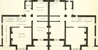 An illustration from The builder's practical director; or, Buildings for all classes, containing plans, sections and elevations for the erection of cottages, villas, farm buildings, dispensaries, public schools, &c., with detailed estimates, quantities, prices, &c. .. (1855)