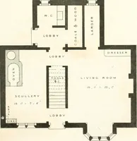 An illustration from The builder's practical director; or, Buildings for all classes, containing plans, sections and elevations for the erection of cottages, villas, farm buildings, dispensaries, public schools, &c., with detailed estimates, quantities, prices, &c. .. (1855)