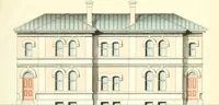 An illustration from The builder's practical director; or, Buildings for all classes, containing plans, sections and elevations for the erection of cottages, villas, farm buildings, dispensaries, public schools, &c., with detailed estimates, quantities, prices, &c. .. (1855)