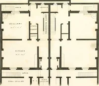 An illustration from The builder's practical director; or, Buildings for all classes, containing plans, sections and elevations for the erection of cottages, villas, farm buildings, dispensaries, public schools, &c., with detailed estimates, quantities, prices, &c. .. (1855)