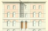 An illustration from The builder's practical director; or, Buildings for all classes, containing plans, sections and elevations for the erection of cottages, villas, farm buildings, dispensaries, public schools, &c., with detailed estimates, quantities, prices, &c. .. (1855)