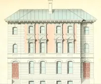 An illustration from The builder's practical director; or, Buildings for all classes, containing plans, sections and elevations for the erection of cottages, villas, farm buildings, dispensaries, public schools, &c., with detailed estimates, quantities, prices, &c. .. (1855)