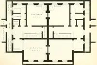 An illustration from The builder's practical director; or, Buildings for all classes, containing plans, sections and elevations for the erection of cottages, villas, farm buildings, dispensaries, public schools, &c., with detailed estimates, quantities, prices, &c. .. (1855)