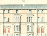 An illustration from The builder's practical director; or, Buildings for all classes, containing plans, sections and elevations for the erection of cottages, villas, farm buildings, dispensaries, public schools, &c., with detailed estimates, quantities, prices, &c. .. (1855)