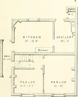 An illustration from The builder's practical director; or, Buildings for all classes, containing plans, sections and elevations for the erection of cottages, villas, farm buildings, dispensaries, public schools, &c., with detailed estimates, quantities, prices, &c. .. (1855)