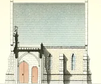An illustration from The builder's practical director; or, Buildings for all classes, containing plans, sections and elevations for the erection of cottages, villas, farm buildings, dispensaries, public schools, &c., with detailed estimates, quantities, prices, &c. .. (1855)
