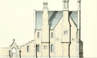 An illustration from The builder's practical director; or, Buildings for all classes, containing plans, sections and elevations for the erection of cottages, villas, farm buildings, dispensaries, public schools, &c., with detailed estimates, quantities, prices, &c. .. (1855)