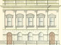 An illustration from The builder's practical director; or, Buildings for all classes, containing plans, sections and elevations for the erection of cottages, villas, farm buildings, dispensaries, public schools, &c., with detailed estimates, quantities, prices, &c. .. (1855)