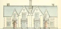 An illustration from The builder's practical director; or, Buildings for all classes, containing plans, sections and elevations for the erection of cottages, villas, farm buildings, dispensaries, public schools, &c., with detailed estimates, quantities, prices, &c. .. (1855)