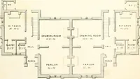 An illustration from The builder's practical director; or, Buildings for all classes, containing plans, sections and elevations for the erection of cottages, villas, farm buildings, dispensaries, public schools, &c., with detailed estimates, quantities, prices, &c. .. (1855)