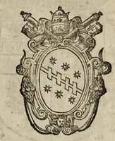 An illustration from Bvlla S.D.N. Clementis Papæ VIII. pro facultatibus illustrissimi ac reuerendissimi domini Cardinalis Placentini, legati de latere ad regnum Franciæ. (1592)