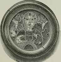 An illustration from Die byzantinischen Zellenschmelze der Sammlung Dr. Alex. von Swenigorodskoï und das darüber veröffentlichte Prachtwerk : archäologisch-kunstgeschichtliche Studie (1896)