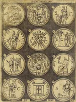 An illustration from Omnivm Caesarvm verissimae imagines ex antiqvis nvmismatis desvmptae : addita per brevi cvivsque vitae descriptiones ac diligenti eorvm, qvae reperiri potvervnt nvmismatvm, aversae partis delineatione. Libri primi (1554)