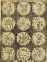 An illustration from Omnivm Caesarvm verissimae imagines ex antiqvis nvmismatis desvmptae : addita per brevi cvivsque vitae descriptiones ac diligenti eorvm, qvae reperiri potvervnt nvmismatvm, aversae partis delineatione. Libri primi (1554)