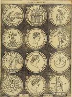 An illustration from Omnivm Caesarvm verissimae imagines ex antiqvis nvmismatis desvmptae : addita per brevi cvivsque vitae descriptiones ac diligenti eorvm, qvae reperiri potvervnt nvmismatvm, aversae partis delineatione. Libri primi (1554)