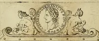 An illustration from Omnivm Caesarvm verissimae imagines ex antiqvis nvmismatis desvmptae : addita per brevi cvivsque vitae descriptiones ac diligenti eorvm, qvae reperiri potvervnt nvmismatvm, aversae partis delineatione. Libri primi (1554)
