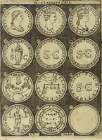An illustration from Omnivm Caesarvm verissimae imagines ex antiqvis nvmismatis desvmptae : addita per brevi cvivsque vitae descriptiones ac diligenti eorvm, qvae reperiri potvervnt nvmismatvm, aversae partis delineatione. Libri primi (1554)