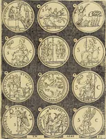 An illustration from Omnivm Caesarvm verissimae imagines ex antiqvis nvmismatis desvmptae : addita per brevi cvivsque vitae descriptiones ac diligenti eorvm, qvae reperiri potvervnt nvmismatvm, aversae partis delineatione. Libri primi (1554)